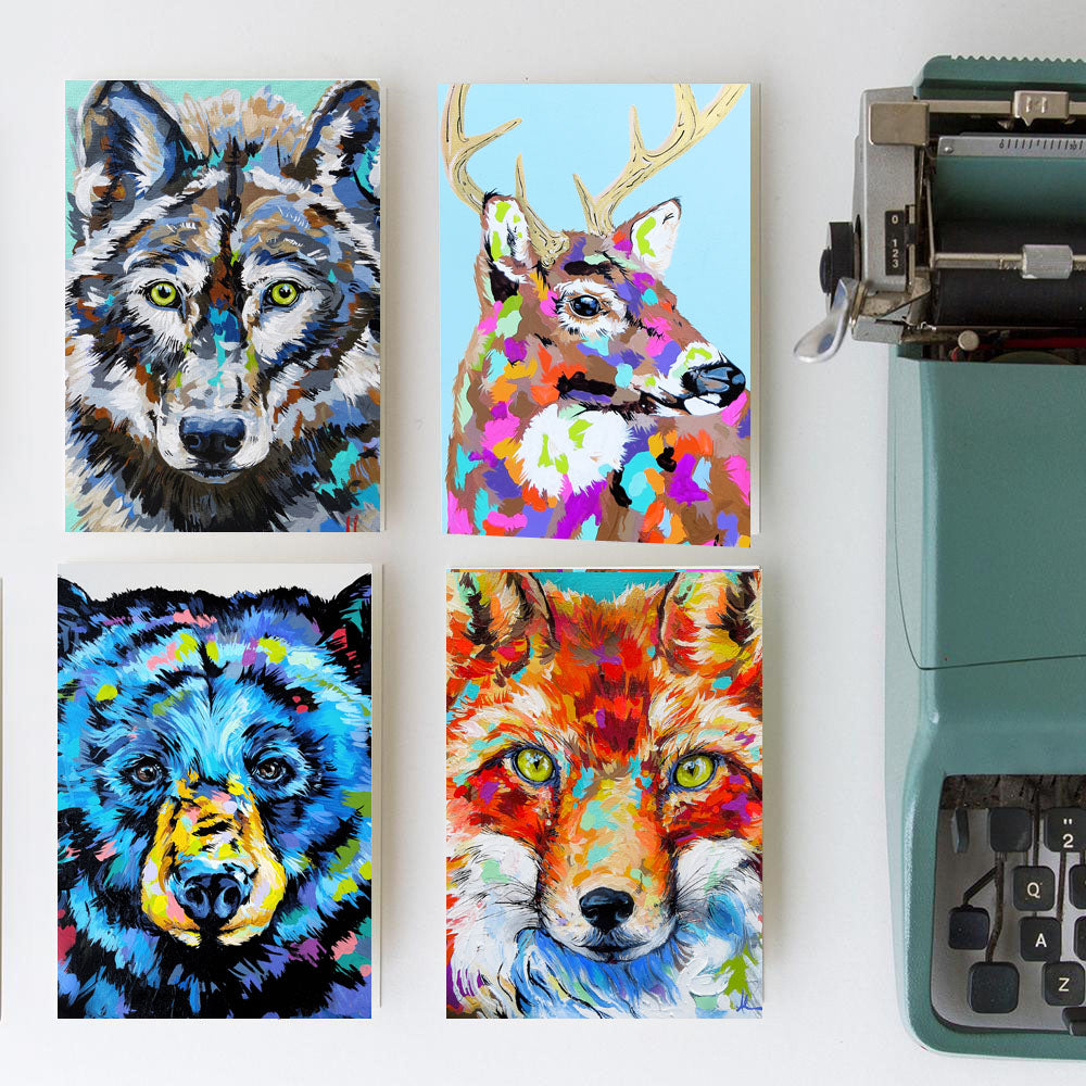 Canadian Animal Cards- set of 4- Blank Inside – Andrea Likes Art