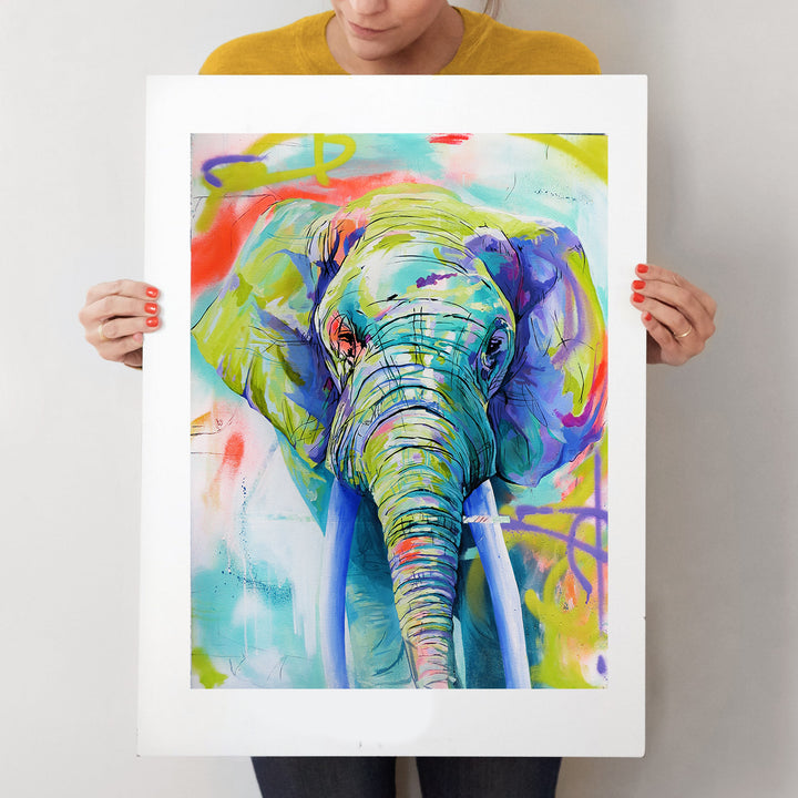 The Trophy elephant print by Whistler artist Andrea Mueller