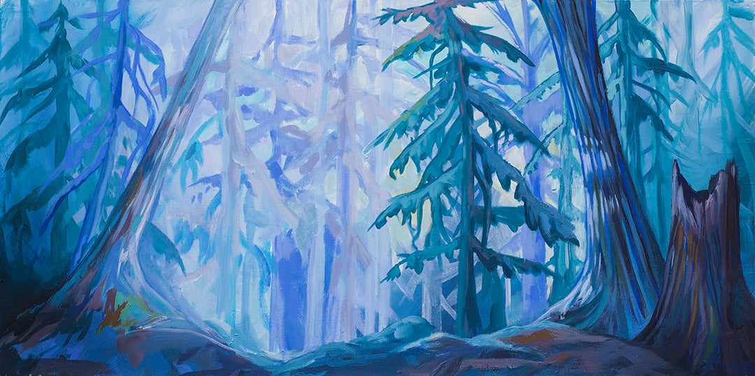Follow your heart painting of a forest landscape by Andrea Mueller
