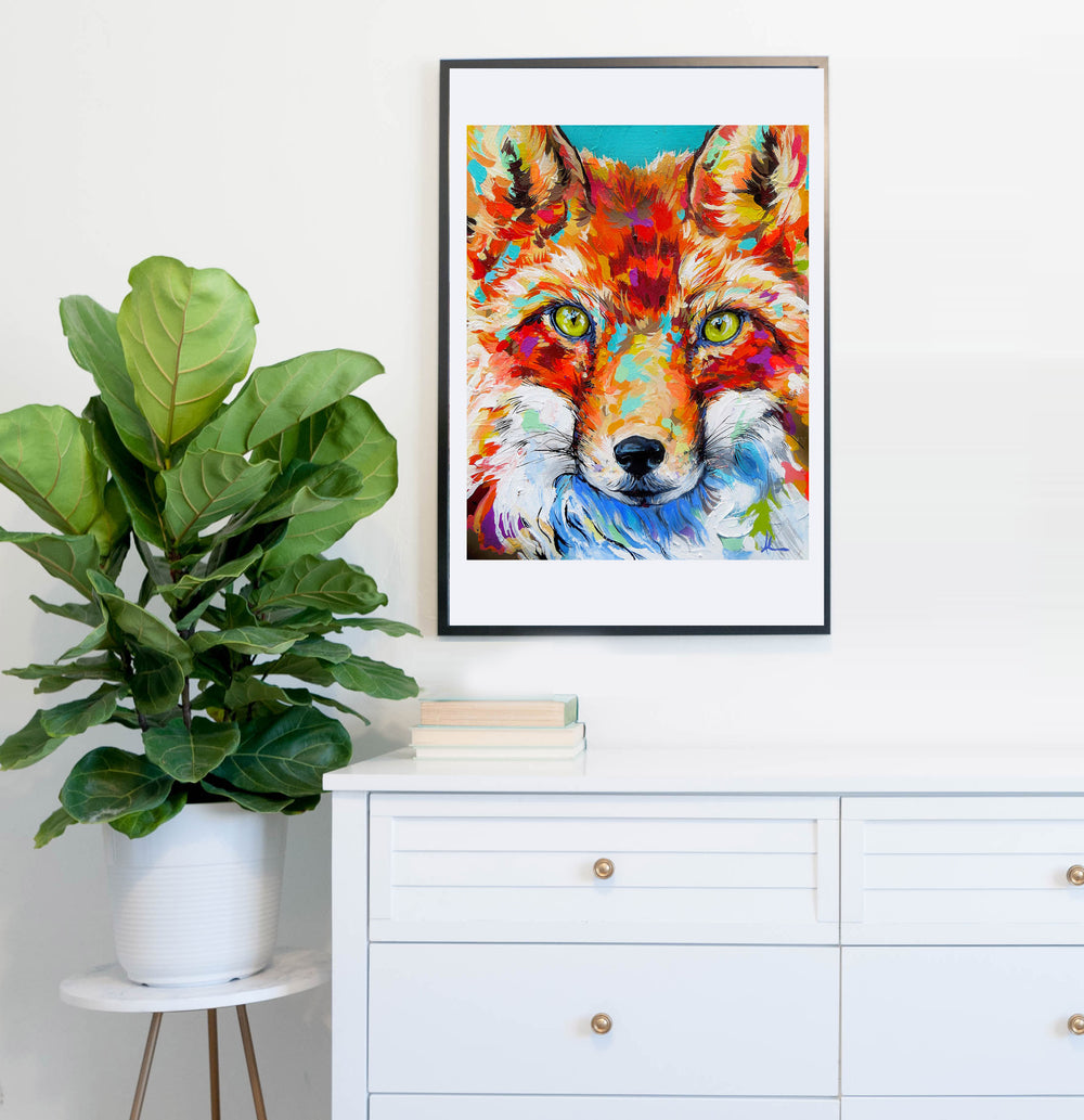 Fire eyes fox print by Whistler artist Andrea Mueller