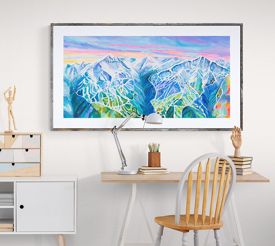 The Last Light Whistler Blackcomb painting print by Whistler artist Andrea Mueller
