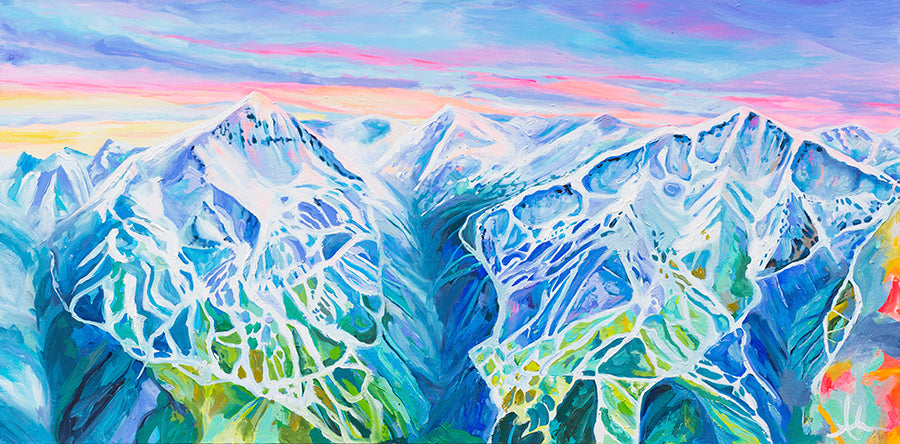 The Last Light Whistler Blackcomb painting print by Whistler artist Andrea Mueller