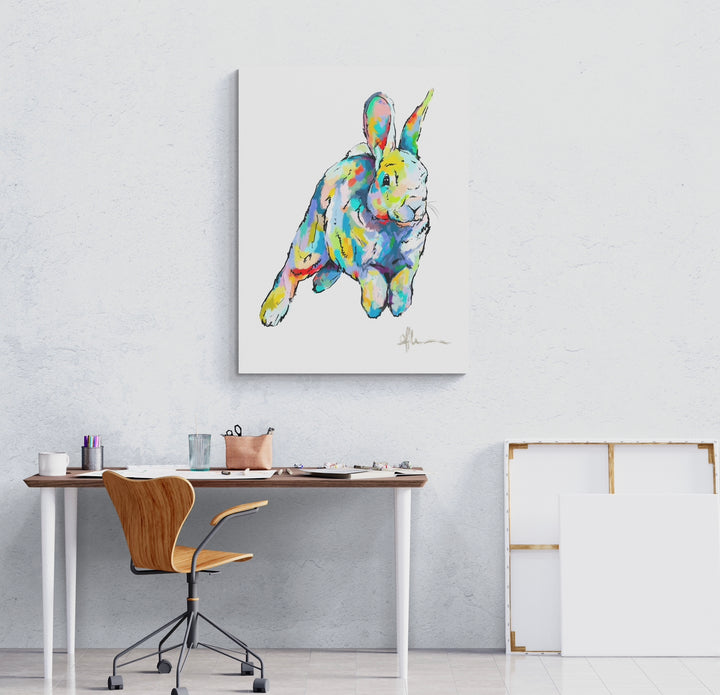 Spring Leap Bunny print by Whistler artist Andrea Mueller