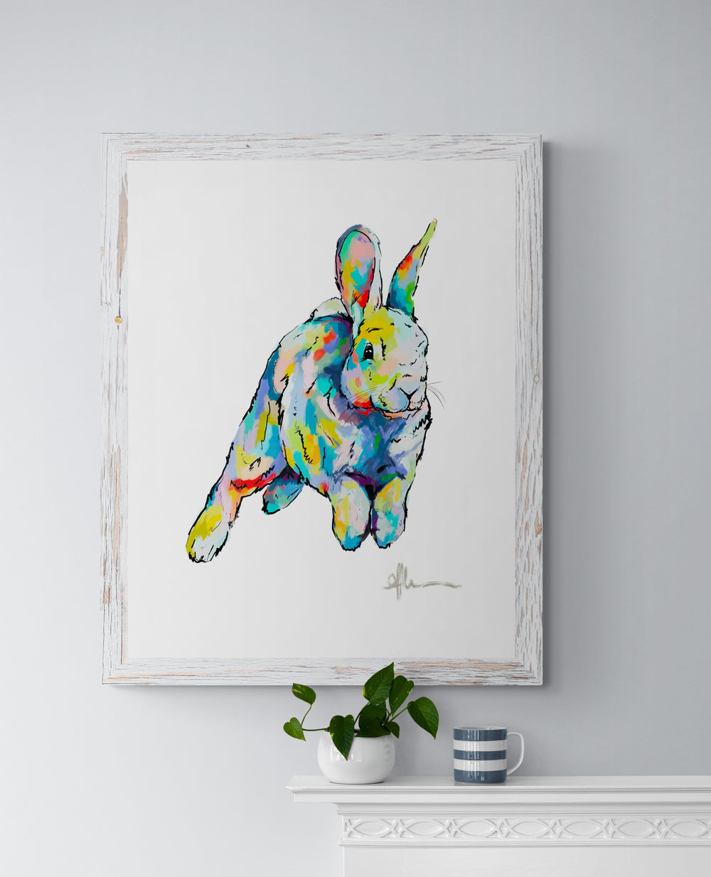 Spring Leap Bunny print by Whistler artist Andrea Mueller