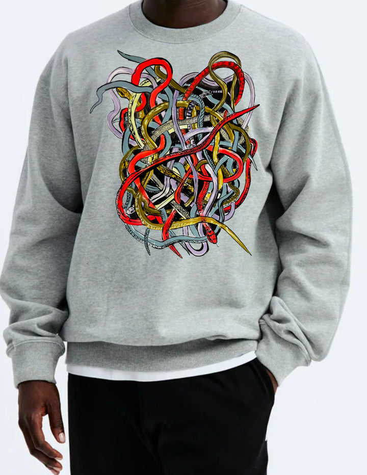 Snake Pit -Crew Neck Sweatshirt - Hand embellished with gold paint