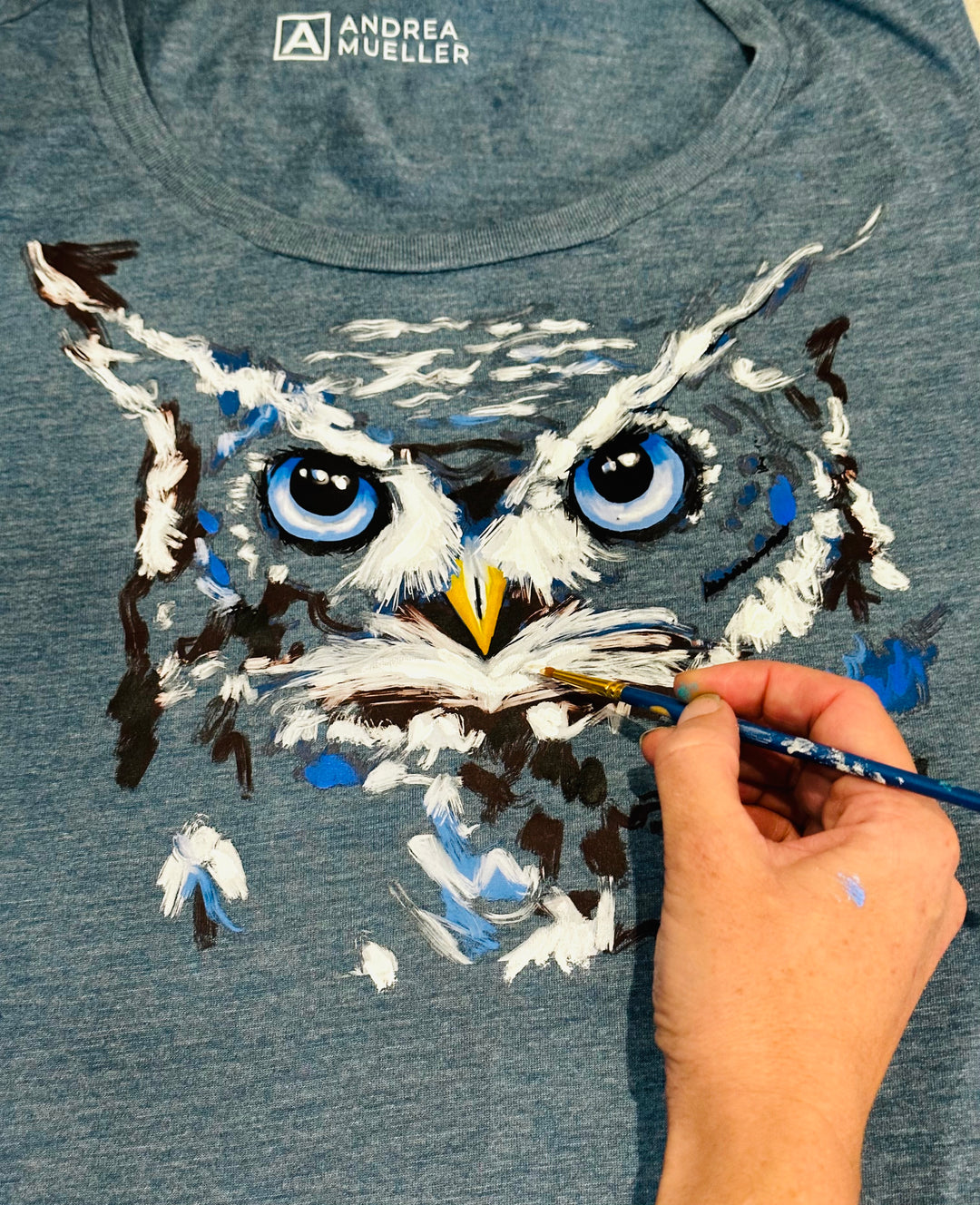 Owl Tank - Hand Embellished by Andrea