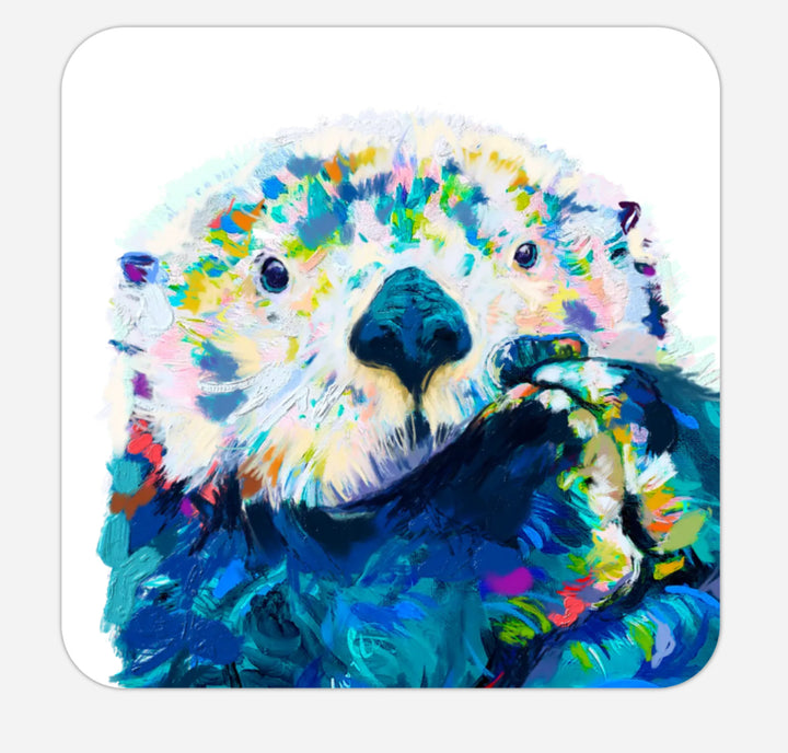 Cork picture Coasters - Set of 4 Sea Otter