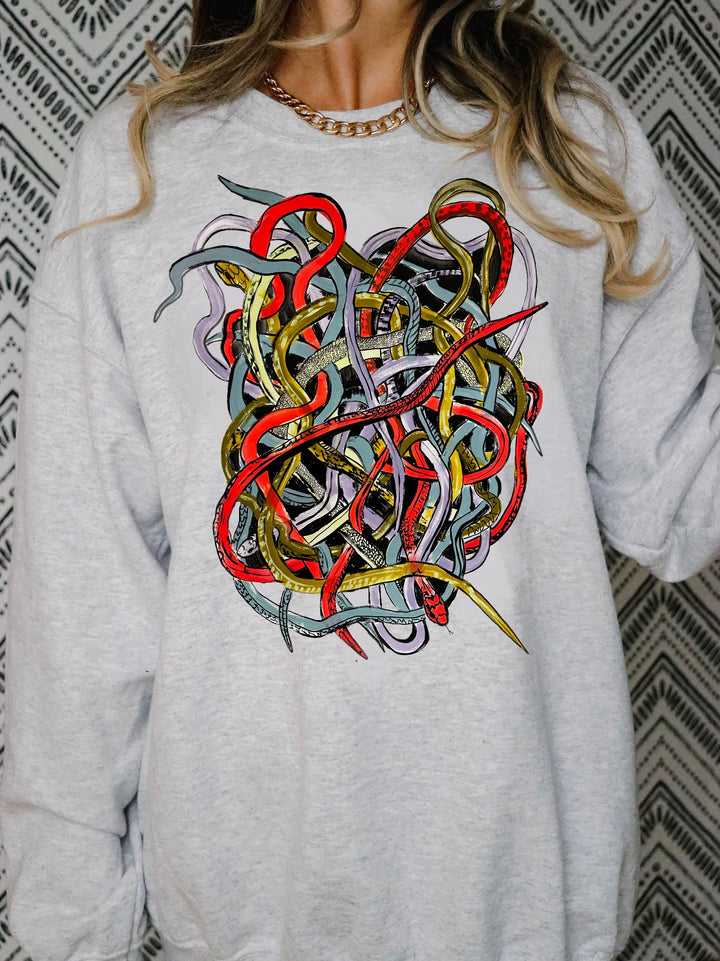 Snake Pit -Crew Neck Sweatshirt - Hand embellished with gold paint