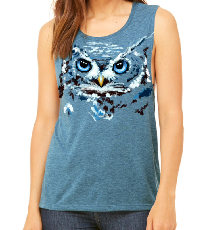 Owl Tank - Hand Embellished by Andrea