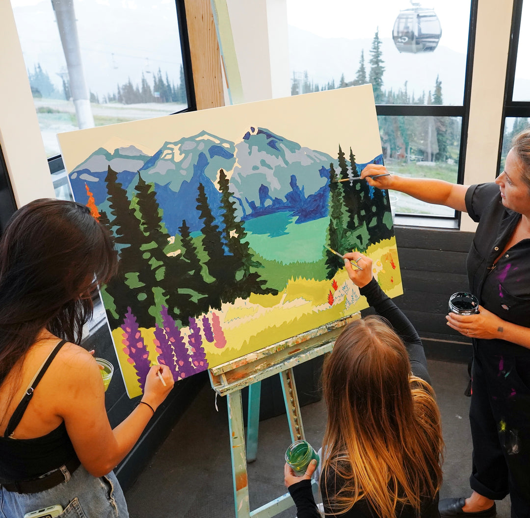 Whistler artist Andrea Mueller teaching students at Paint Night