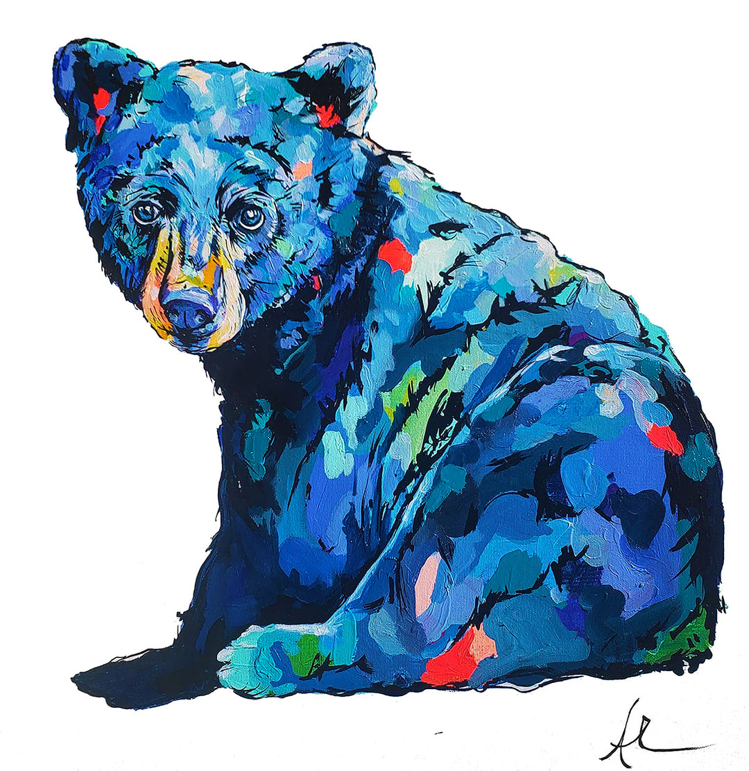 Hugs black bear artwork by Whistler artist Andrea Mueller