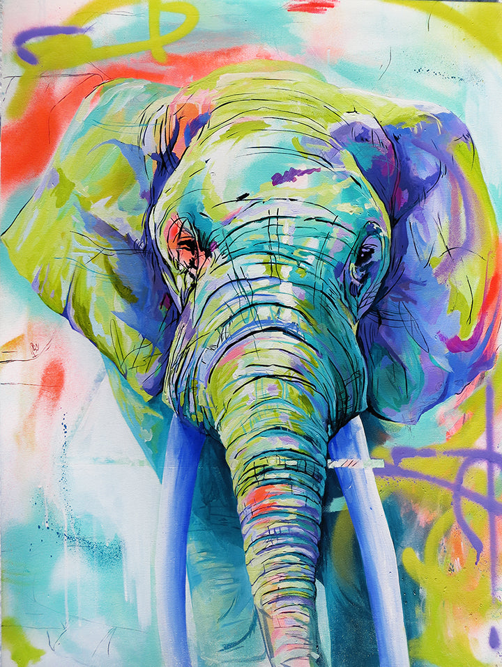 The Trophy elephant print by Whistler artist Andrea Mueller