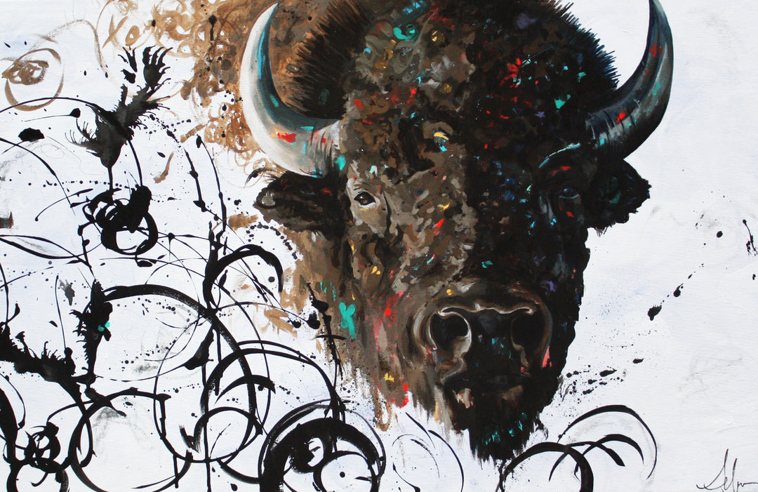 End Game bison painting by Whistler artist Andrea Mueller