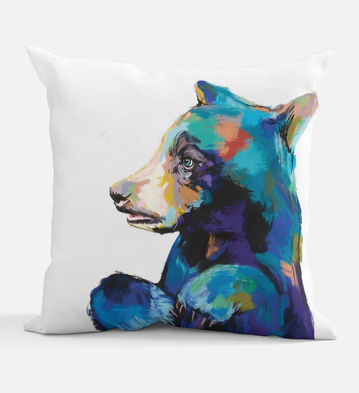Little cub bear printed pillow by Andrea Mueller